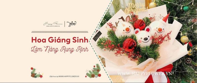 Liên hệ Happy Flower đặt hoa chúc mừng giáng sinh