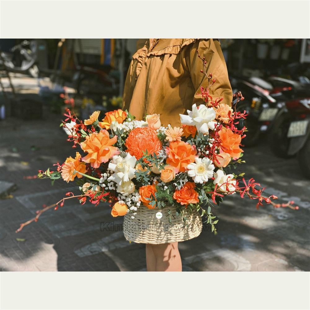 lẵng hoa hồng nhỏ xinh xinh tặng thầy cô giáo